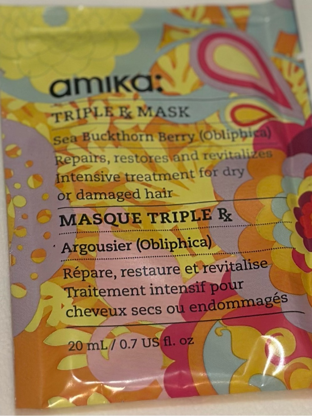 AMIKA Triple Rx Mask Sea Buckthorn Berry (Obliphica) Sachet (20ml/0.7fl.oz.) New